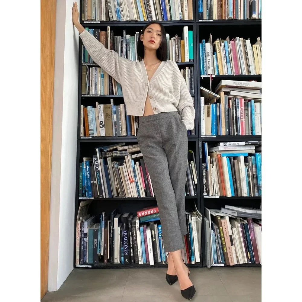 Aritzia Babaton Conan Cashmere Wool Stretch Dress Pant Crop Trousers Plaid Check - Picture 15 of 16